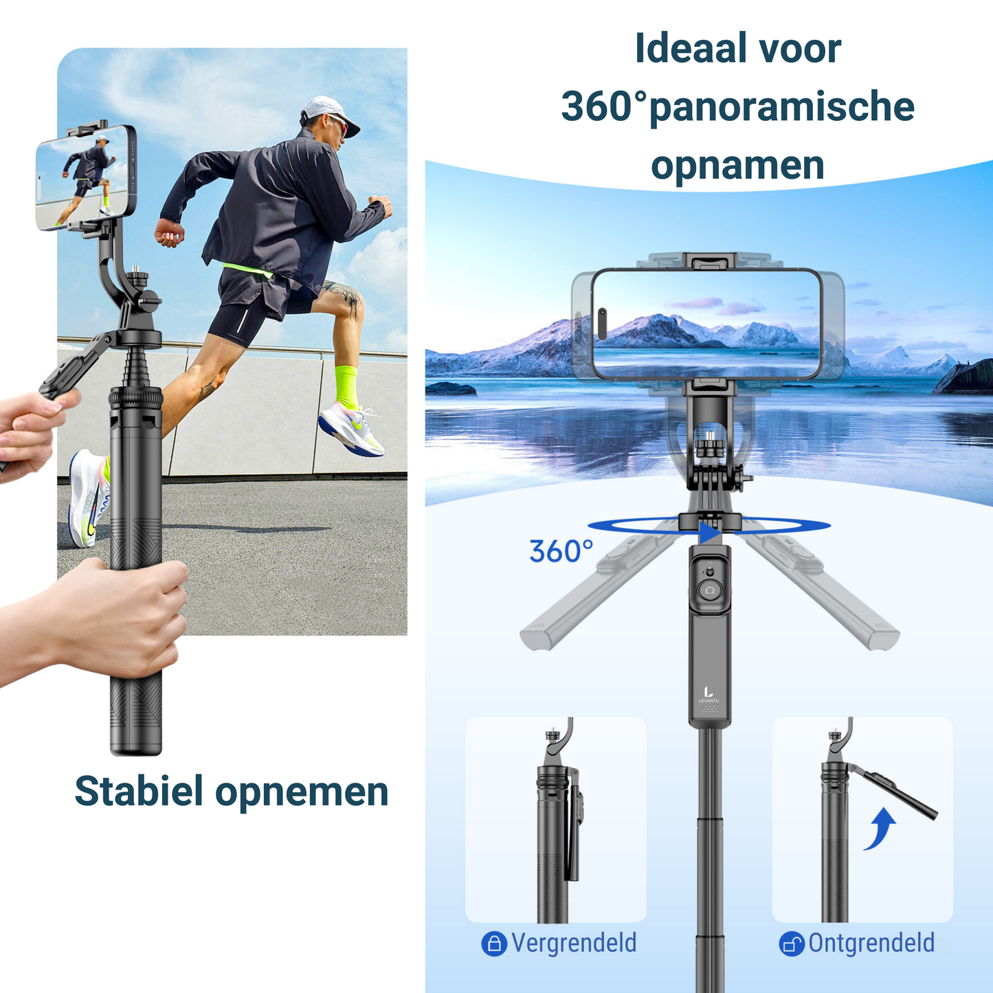 LEVANTU@ Phone Tripod Smartphone Selfie Stick Phone Holder Stand Camera Tripod 180 cm Black