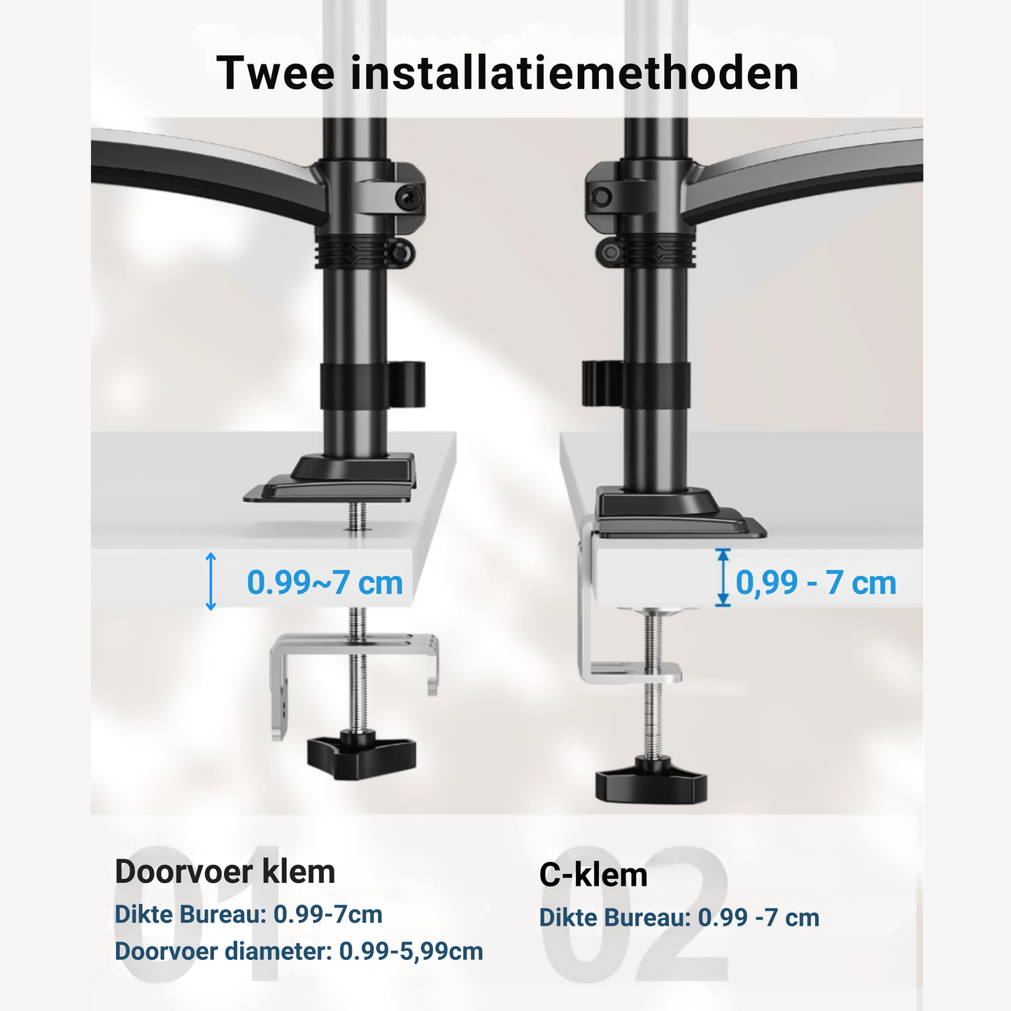 Levantu Star Black - Monitor arm Black for 2 screens - Monitor bracket