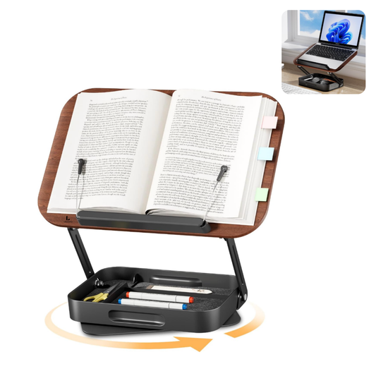 LEVANTU@ Boekenstandaard - Verstelbaar Laptop Standaard - Kookboekhouder - Tablet Standaard - Boekenhouder - Book holder – Bladzijdehouder - 360° Draaibaar