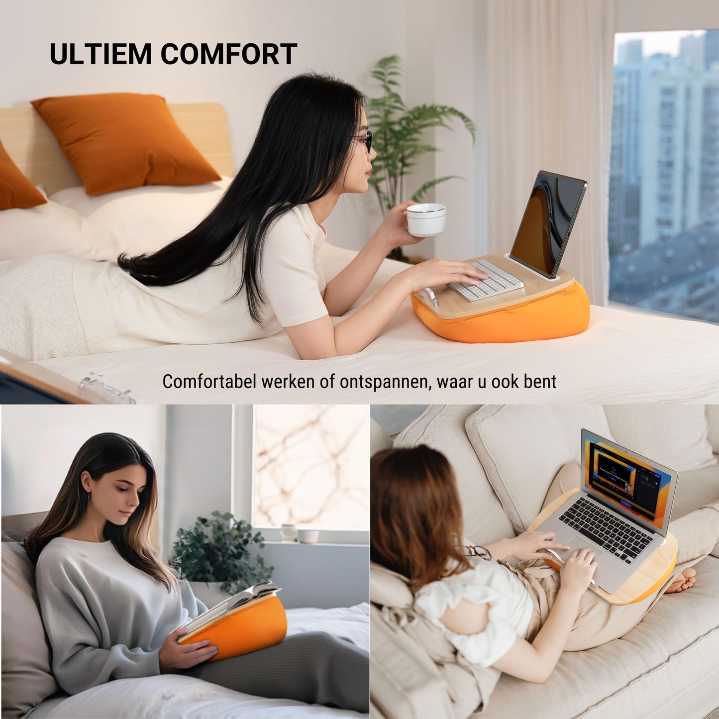 LEVANTU Laptop Cushion/Lap Cushion - Orange