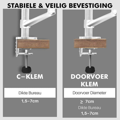 Levantu Star Zilver - Monitor arm Zilver voor 2 beeldschermen - Monitorbeugel