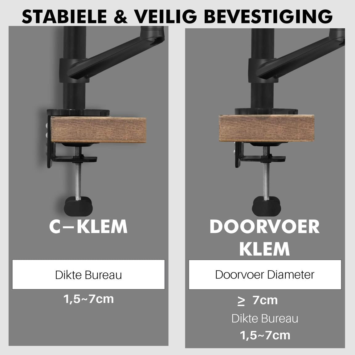 Levantu Star Zwart - Monitor arm Zwart voor 2 beeldschermen- Monitorbeugel