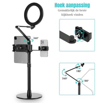 Levantu Orbit - Support pour tablette - Support pour téléphone portable - Lampe annulaire