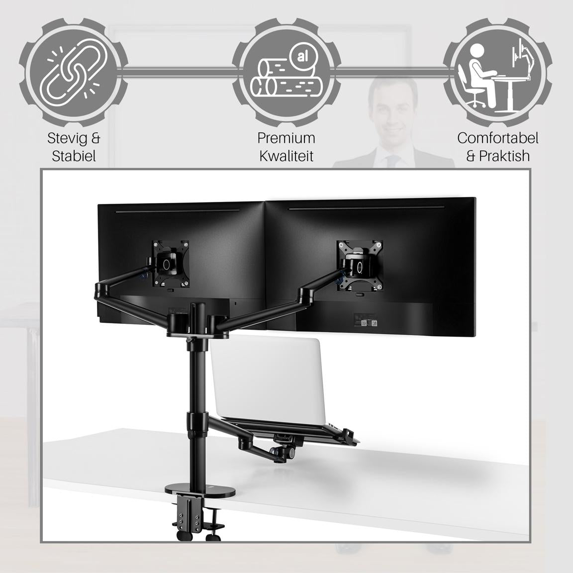 Levantu Venus - Monitor arm voor 3 beeldschermen