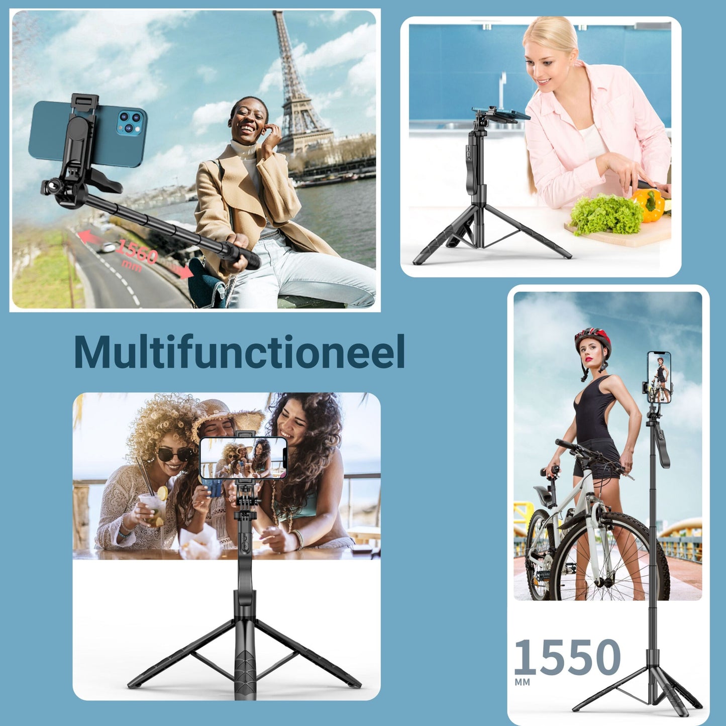 LEVANTU Telefoon Statief-Tripod Smartphone-Selfiestick-Telefoonhouder Standaard-Camera Statief-155 cm