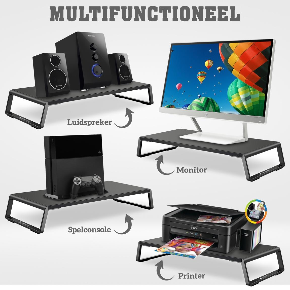 Levantu Pluto Noir - Support pour écran - Rehausseur pour écran