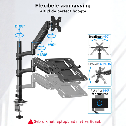 Levantu Star Black - Monitor arm Black for 2 screens - Monitor bracket