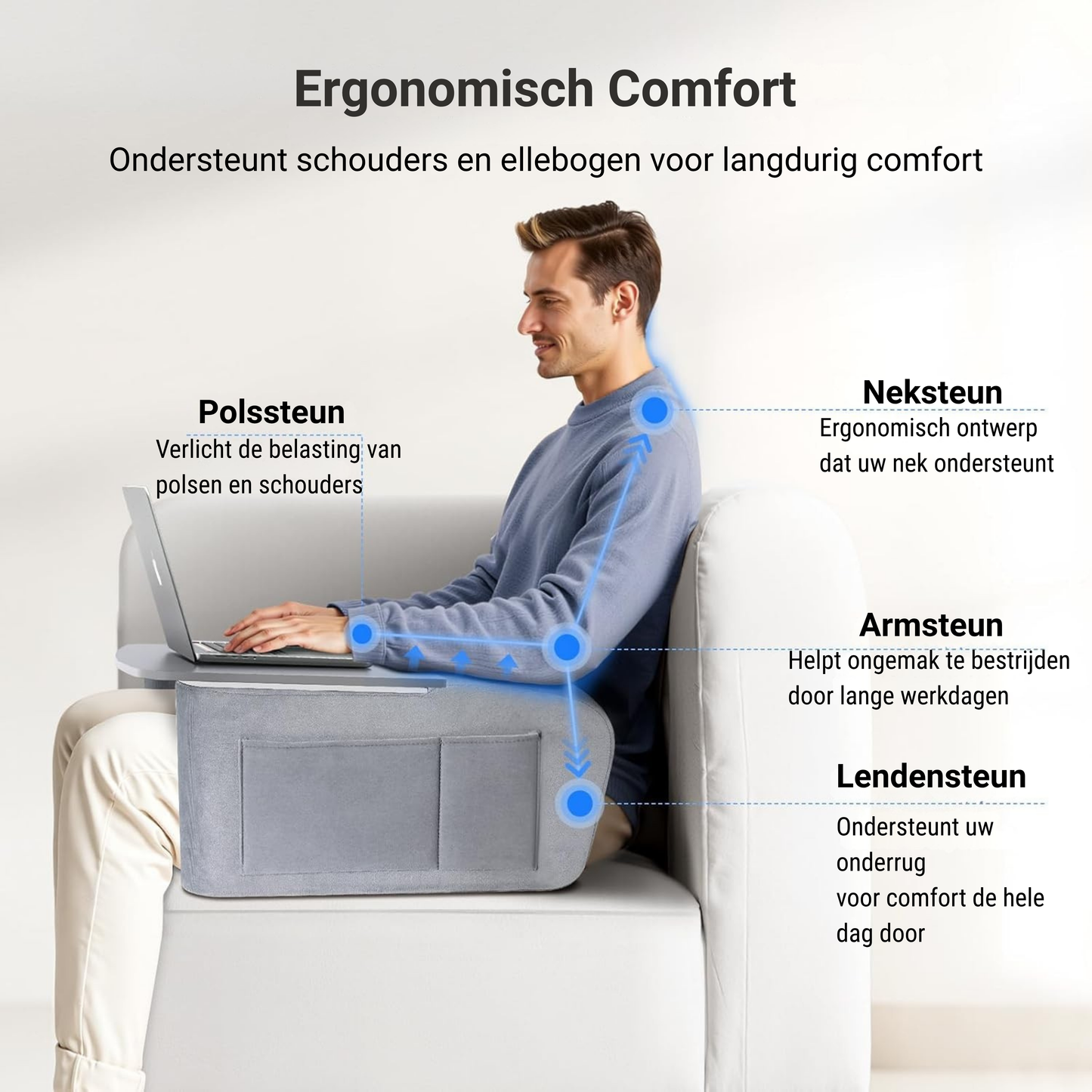 LEVANTU® Bedtafel - Laptoptafel - banktafel - Ontbijttafel - Laptopstandaard - Ergonomish- Grijs