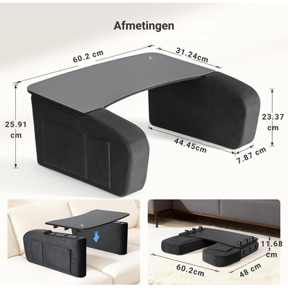 LEVANTU® Bedtafel - Laptoptafel - banktafel - Ontbijttafel - Laptopstandaard - Ergonomish- Grijs