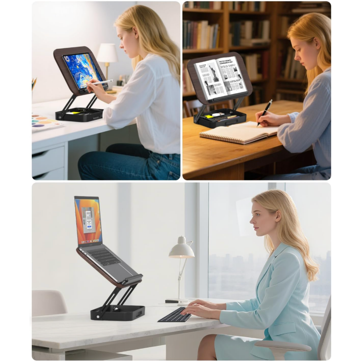 LEVANTU@ Boekenstandaard - Verstelbaar Laptop Standaard - Kookboekhouder - Tablet Standaard - Boekenhouder - Book holder – Bladzijdehouder - 360° Draaibaar