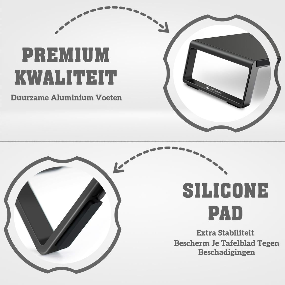 Levantu Pluto Noir - Support pour écran - Rehausseur pour écran