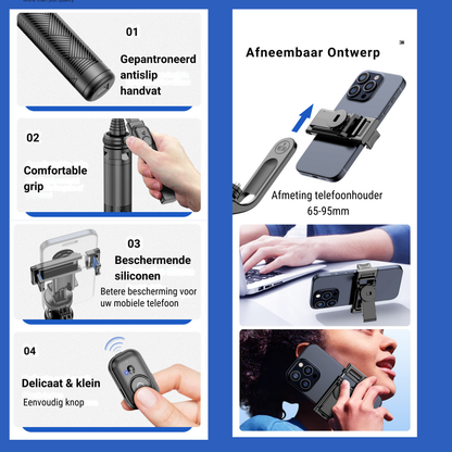 LEVANTU@ Phone Tripod Smartphone Selfie Stick Phone Holder Stand Camera Tripod 180 cm Black