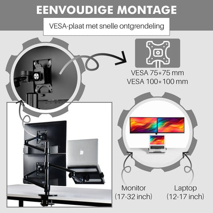 Levantu Venus - Monitor arm voor 3 beeldschermen
