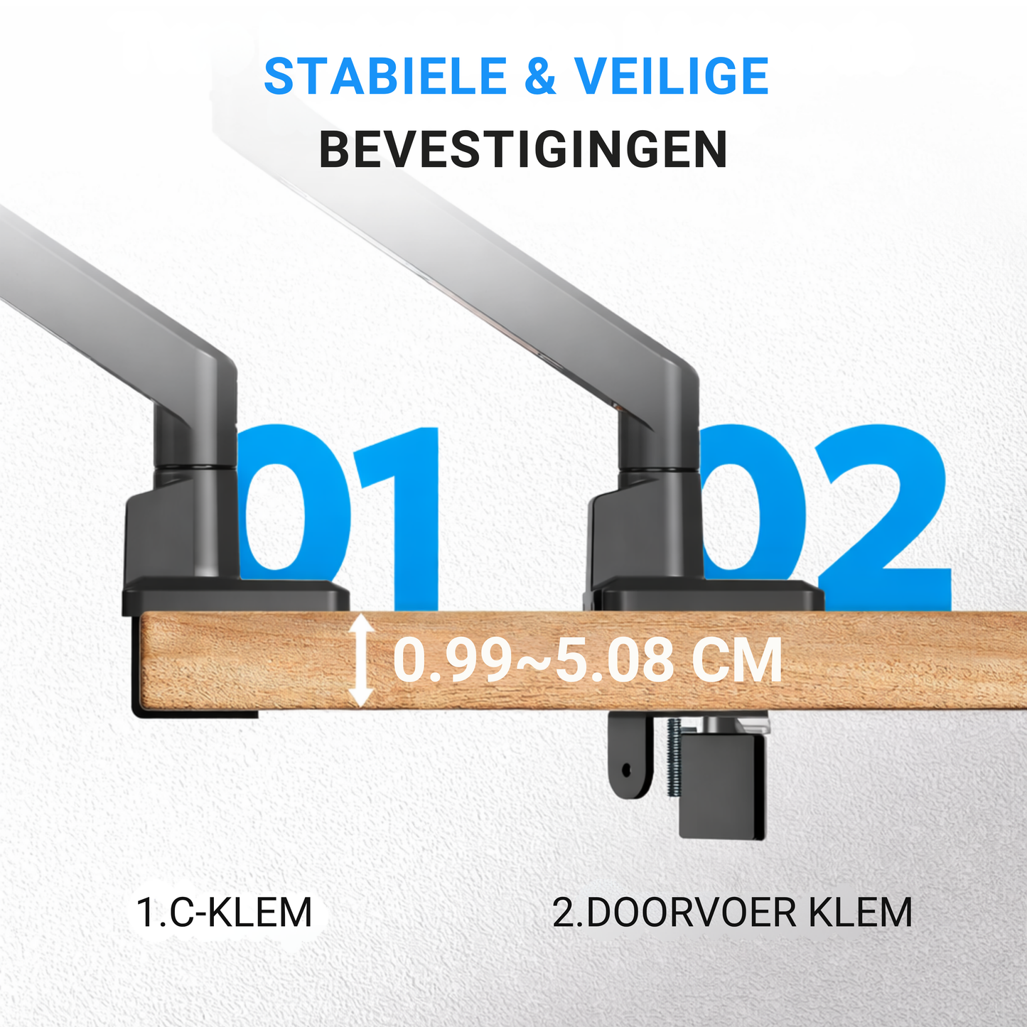 LEVANTU® Single Monitor Arm - Monitorbeugel met Gasveer - Ultrawide monitor arm - Monitor beugel tot 45 inch -16 kg- Monitor standaard - Mat Zwart