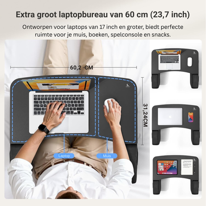 LEVANTU® Bedtafel - Laptoptafel - banktafel - Ontbijttafel - Laptopstandaard - Ergonomish- Grijs