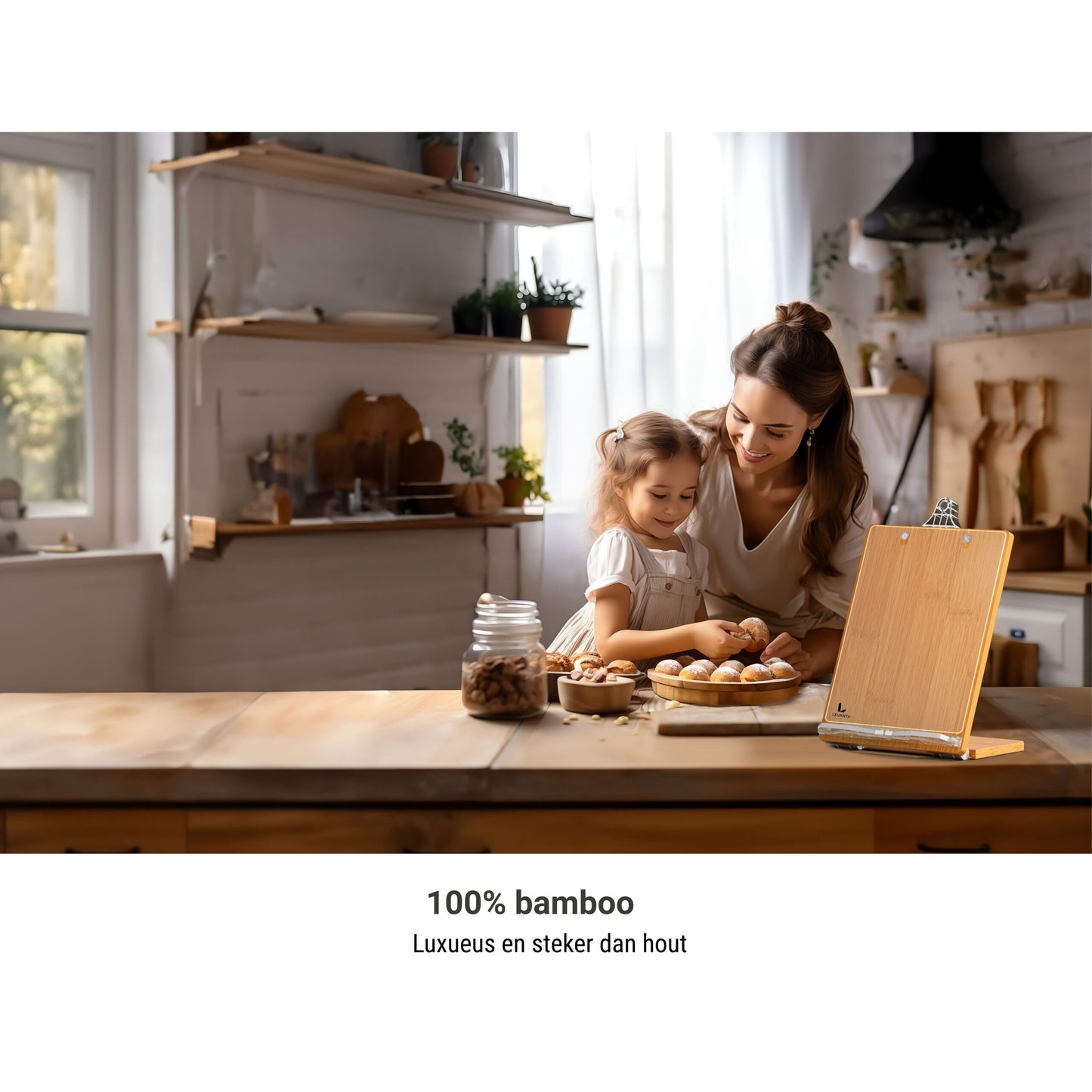 Support de livre de cuisine LEVANTU - Bois de bambou durable
