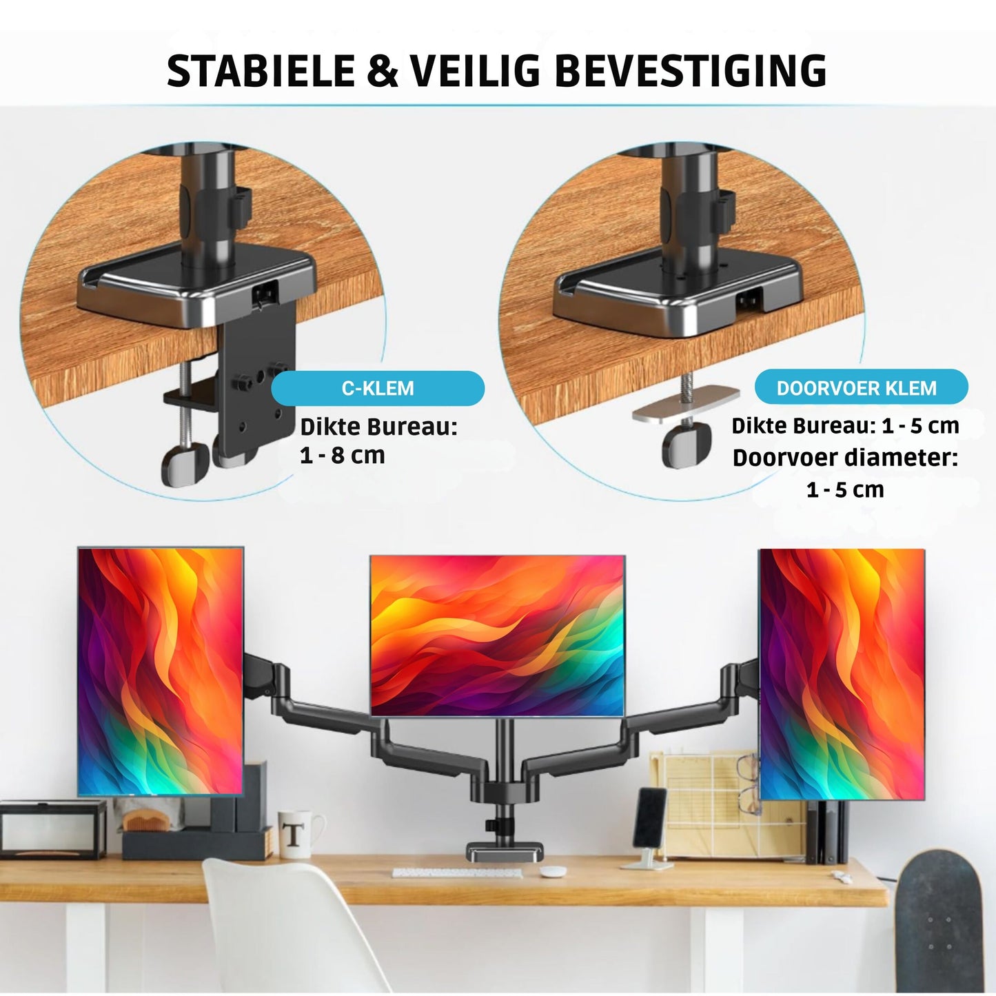 LEVANTU monitor arm for 3 screens