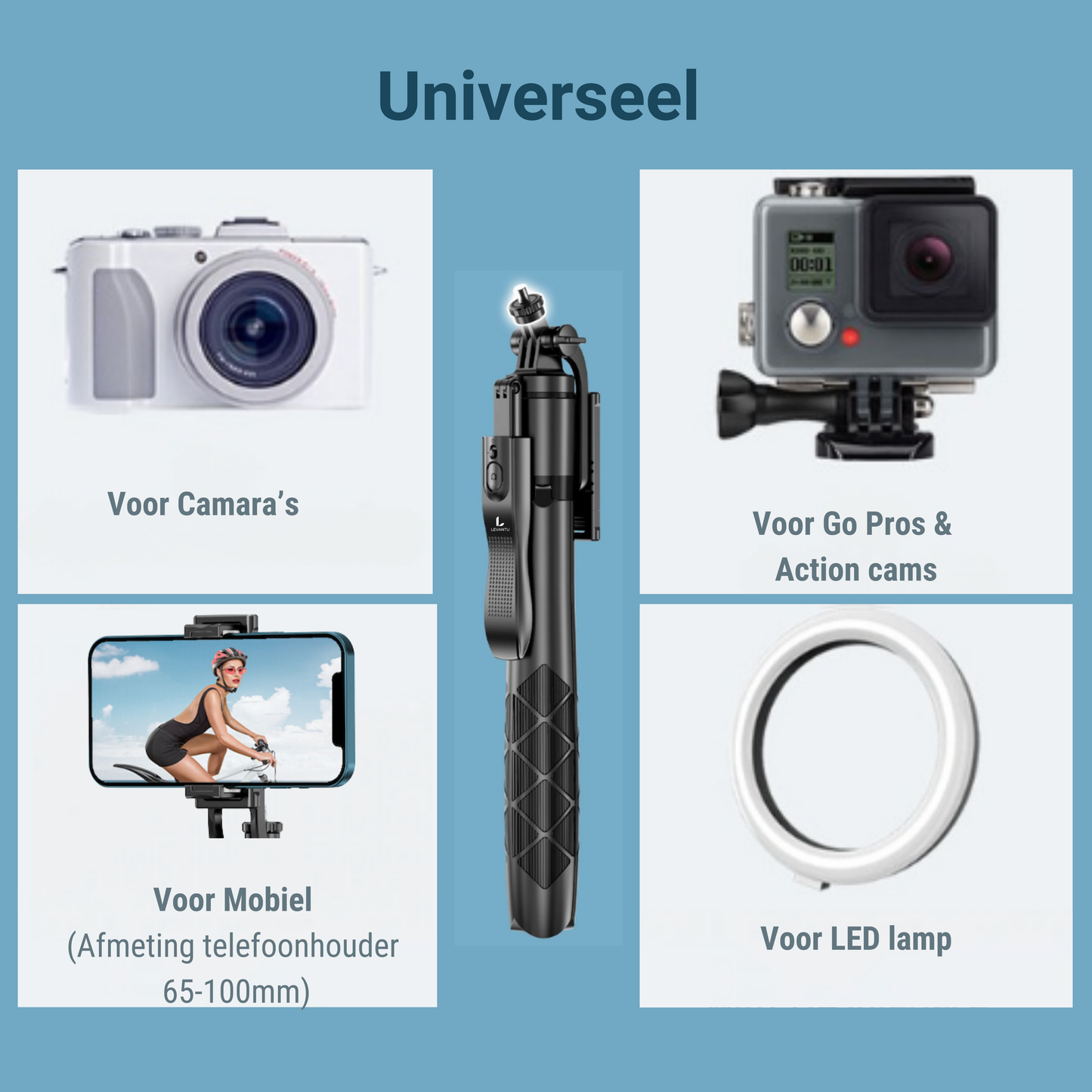 LEVANTU Telefoon Statief-Tripod Smartphone-Selfiestick-Telefoonhouder Standaard-Camera Statief-155 cm