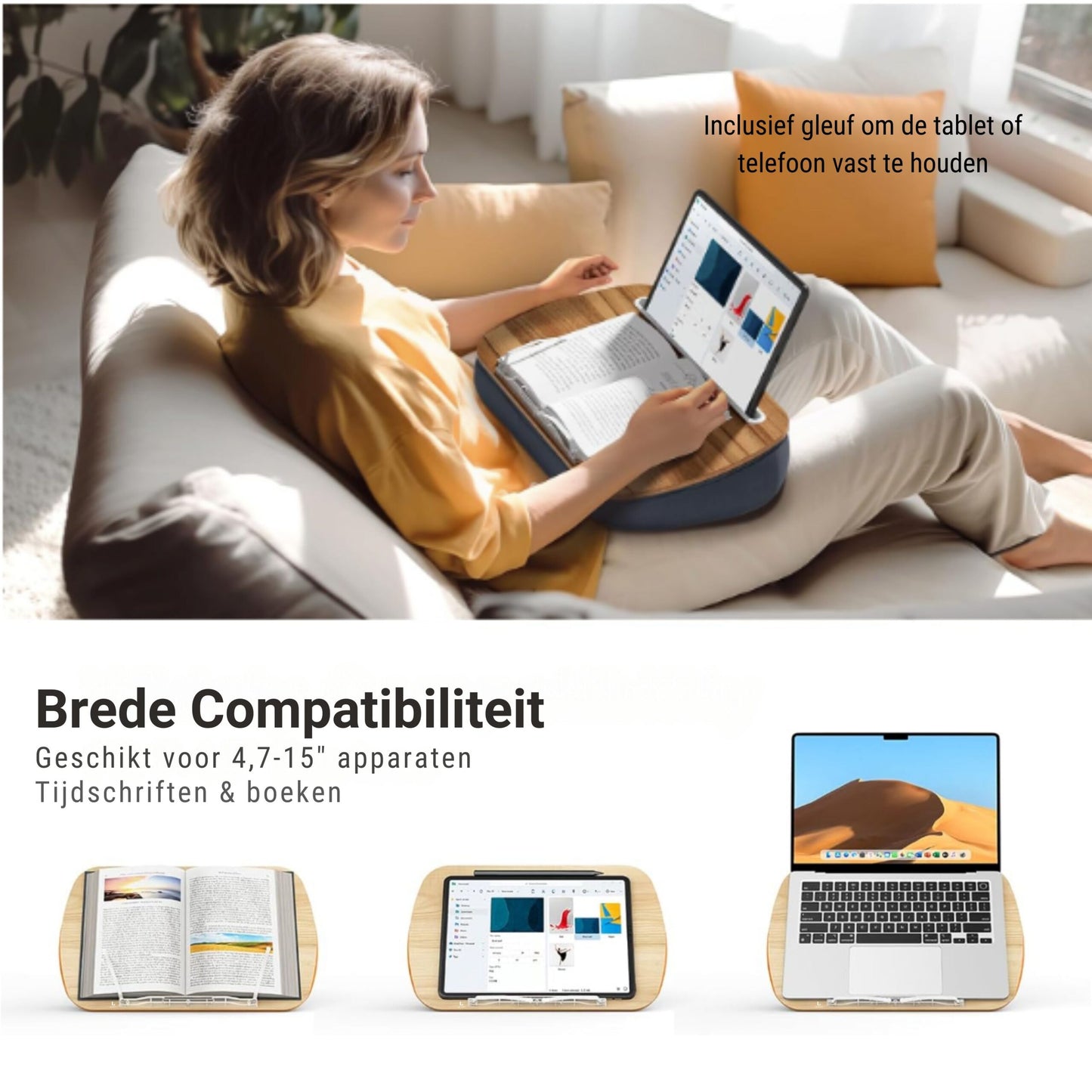 Coussin pour ordinateur portable LEVANTU - Support pour les genoux - Gris