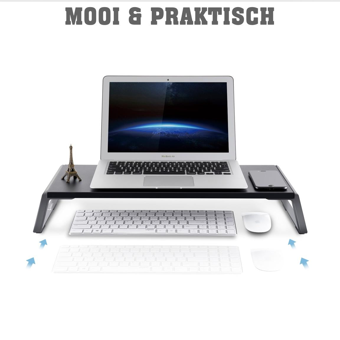 Levantu Pluto Noir - Support pour écran - Rehausseur pour écran