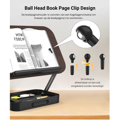 LEVANTU@ Boekenstandaard - Verstelbaar Laptop Standaard - Kookboekhouder - Tablet Standaard - Boekenhouder - Book holder – Bladzijdehouder - 360° Draaibaar