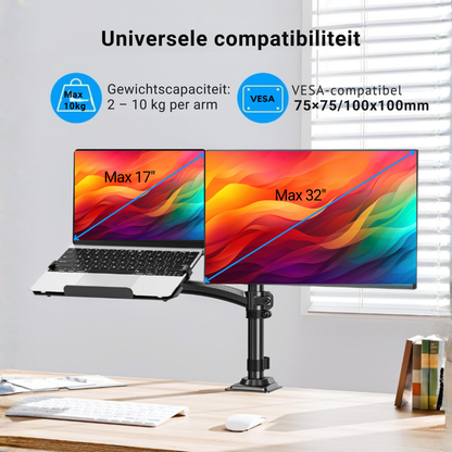 Levantu Star Black - Monitor arm Black for 2 screens - Monitor bracket