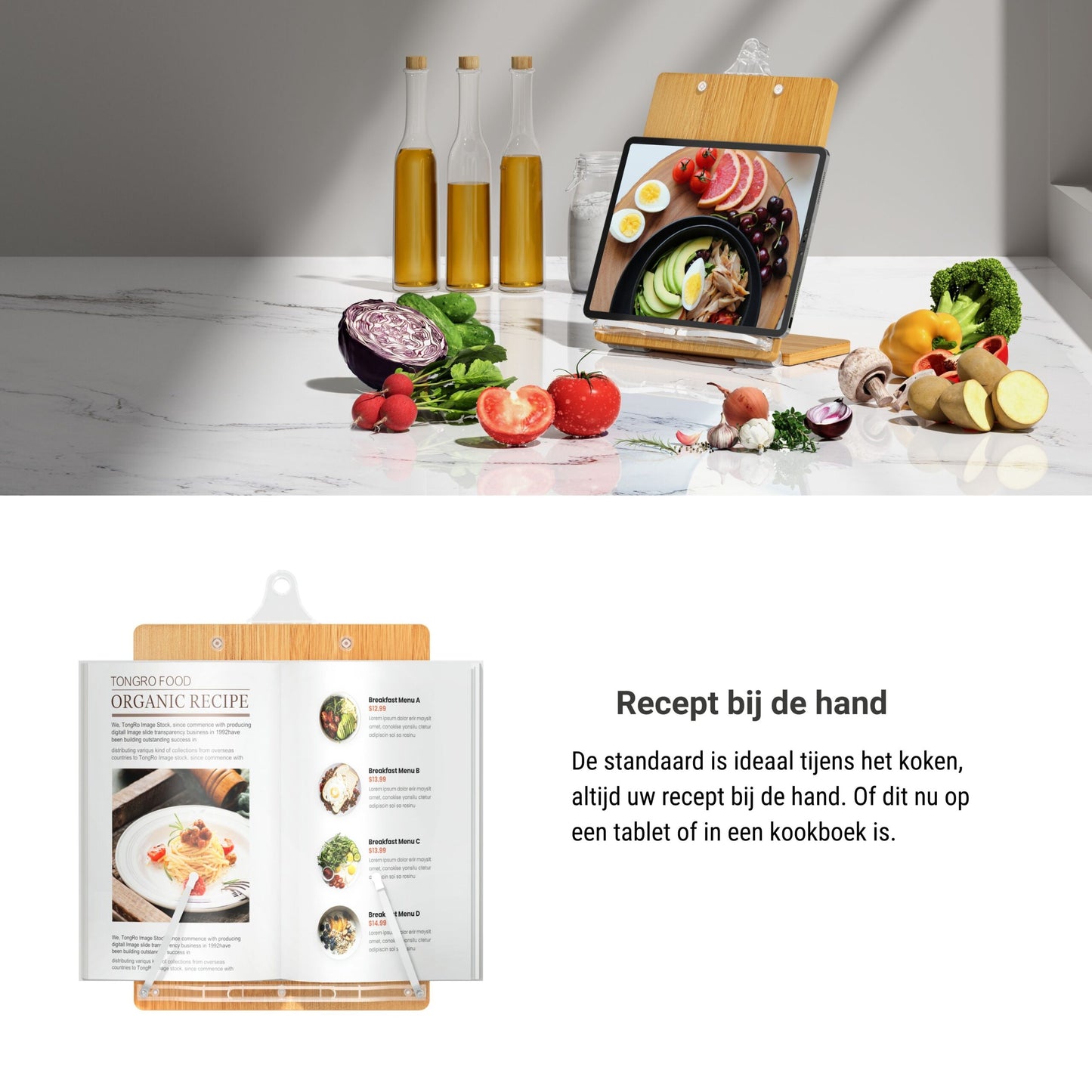 Support de livre de cuisine LEVANTU - Bois de bambou durable
