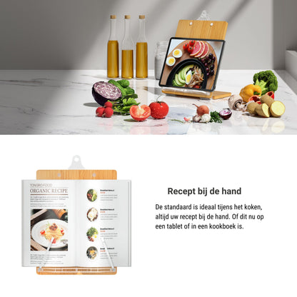Support de livre de cuisine LEVANTU - Bois de bambou durable