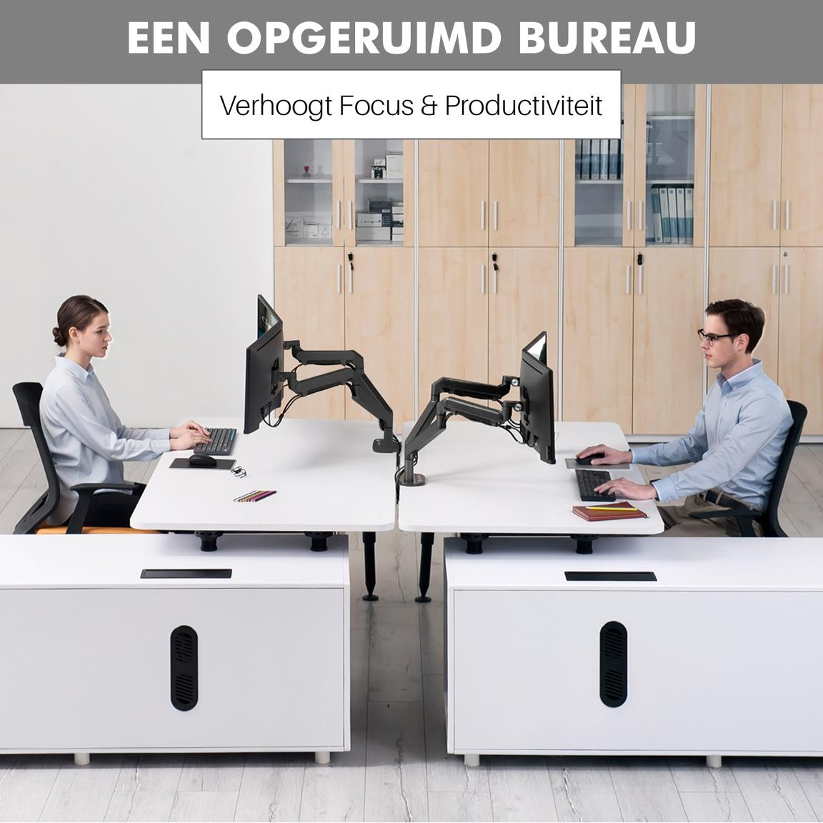 Levantu Mars - Monitor arm for 2 monitors with gas spring - Monitor bracket with gas spring