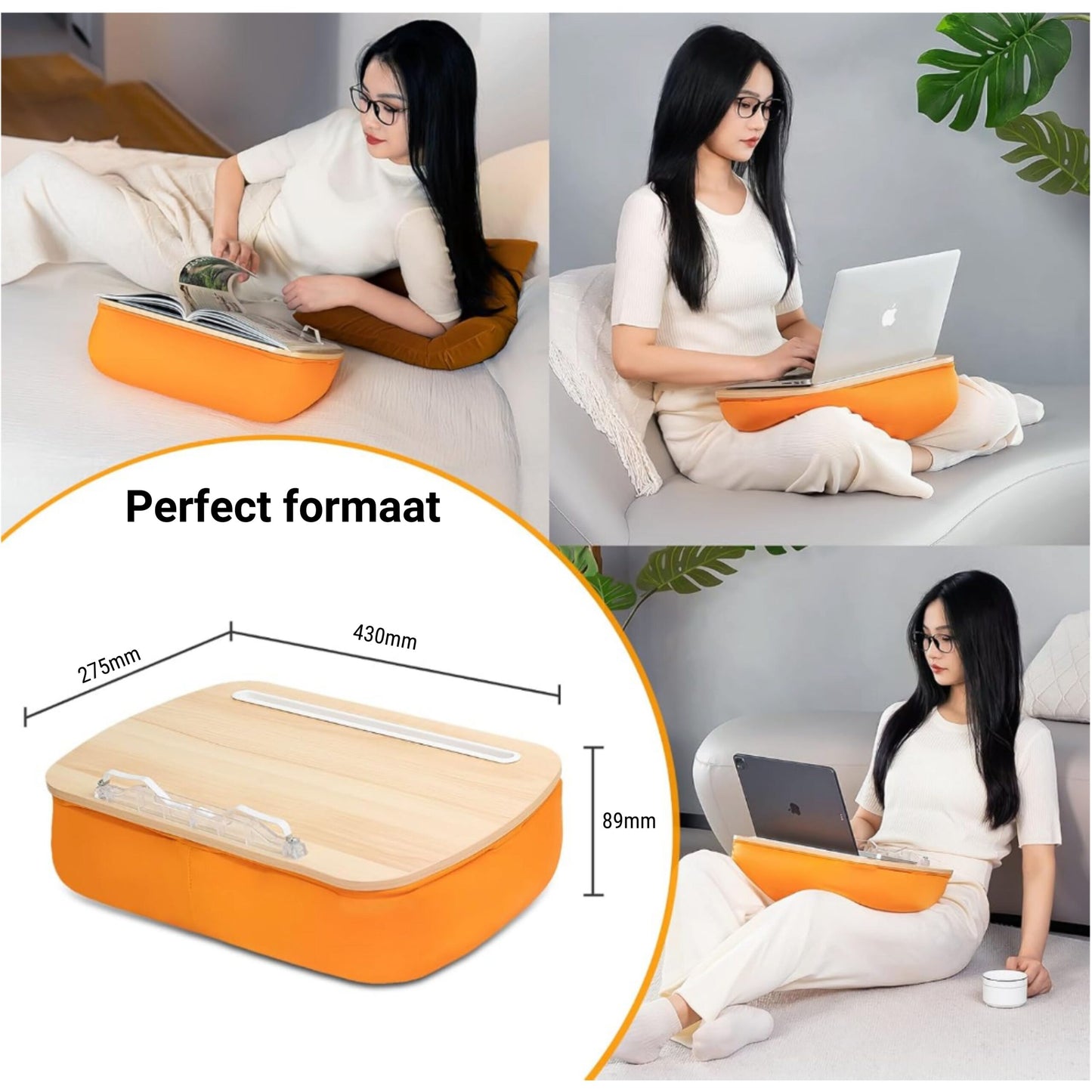 LEVANTU Laptop Cushion/Lap Cushion - Orange