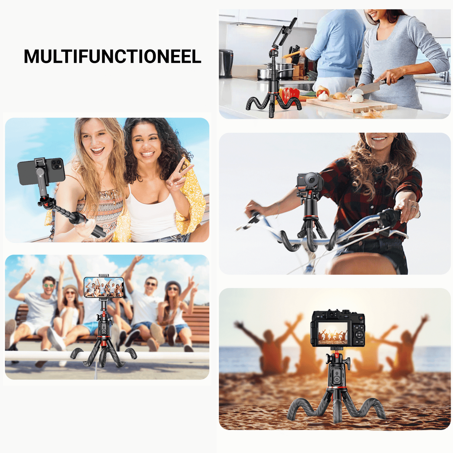 Trépied octobus flexible LEVANTU pour smartphone et appareil photo 4 en 1