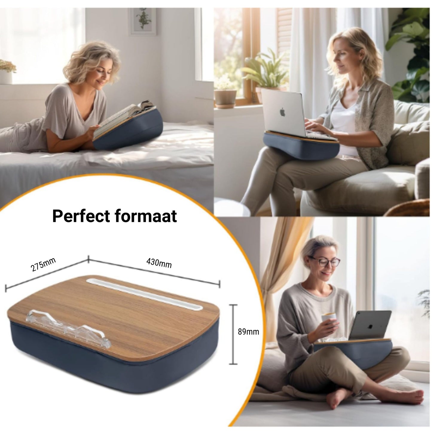 Coussin pour ordinateur portable LEVANTU - Support pour les genoux - Gris