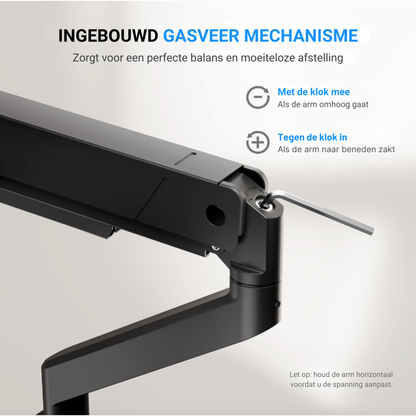 LEVANTU® Single Monitor Arm - Monitorbeugel met Gasveer - Ultrawide monitor arm - Monitor beugel tot 45 inch -16 kg- Monitor standaard - Mat Zwart