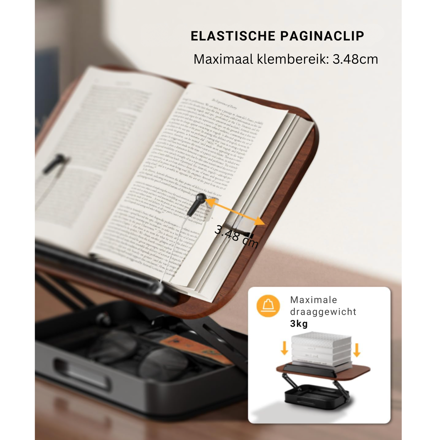 LEVANTU@ Boekenstandaard - Verstelbaar Laptop Standaard - Kookboekhouder - Tablet Standaard - Boekenhouder - Book holder – Bladzijdehouder - 360° Draaibaar