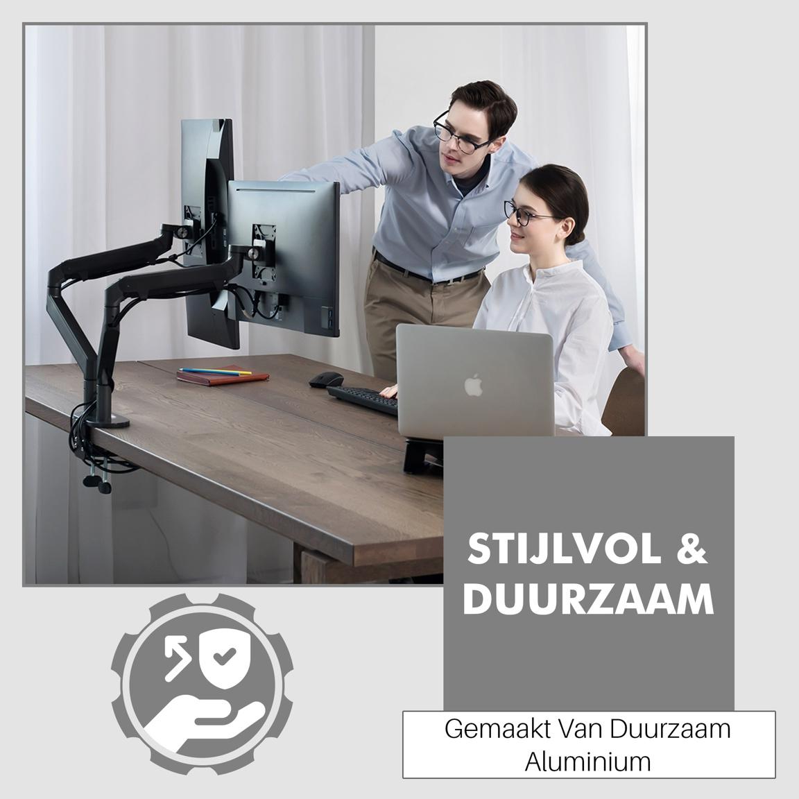 Levantu Mars - Monitor arm for 2 monitors with gas spring - Monitor bracket with gas spring