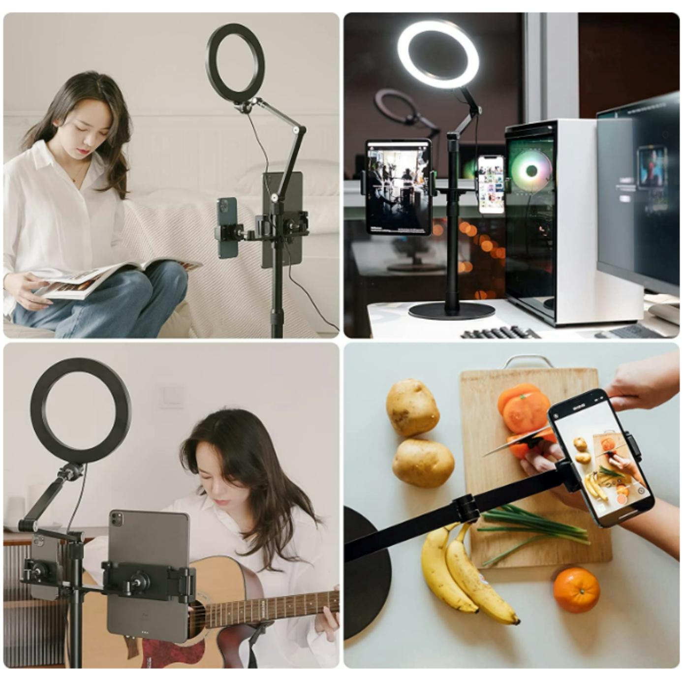 Levantu Orbit - Support pour tablette - Support pour téléphone portable - Lampe annulaire