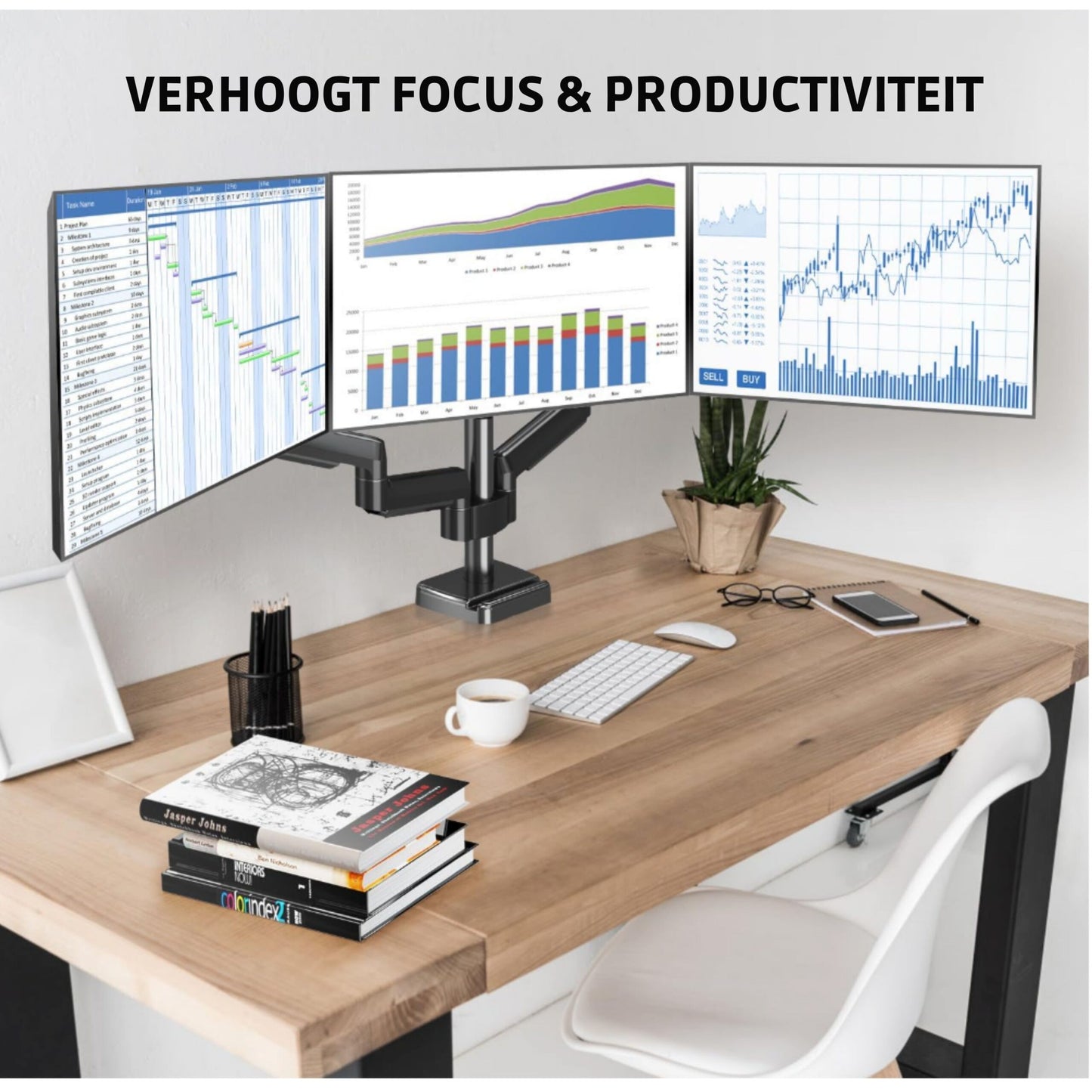 LEVANTU monitor arm for 3 screens