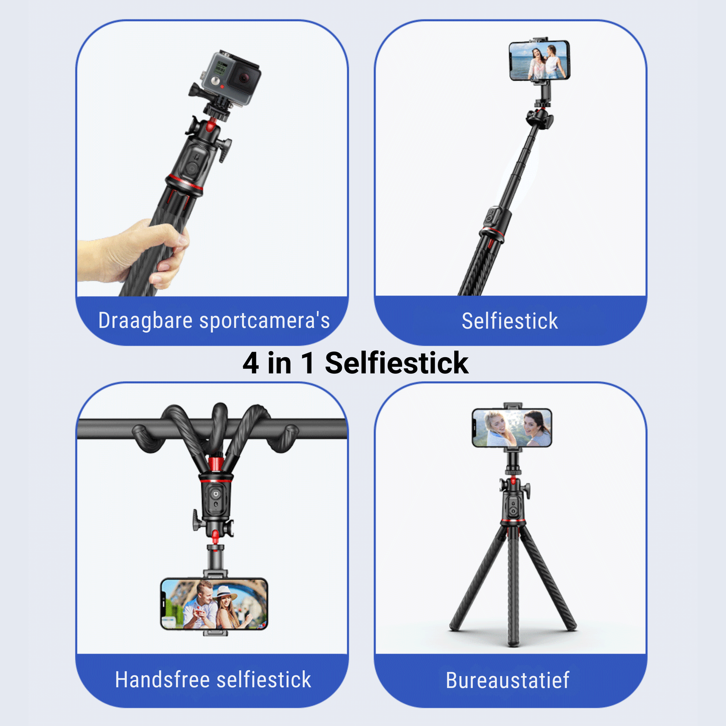 Trépied octobus flexible LEVANTU pour smartphone et appareil photo 4 en 1