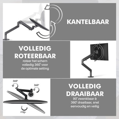 Levantu Comet - Bras de moniteur à ressort à gaz pour 1 écran - Support de moniteur