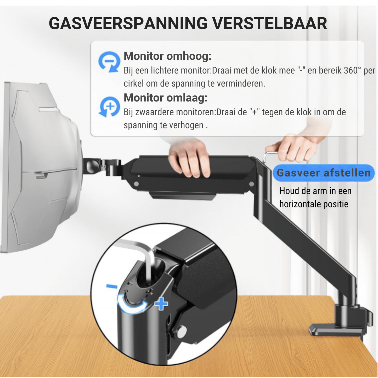 Bras de moniteur LEVANTU à ressort à gaz incurvé ultra large