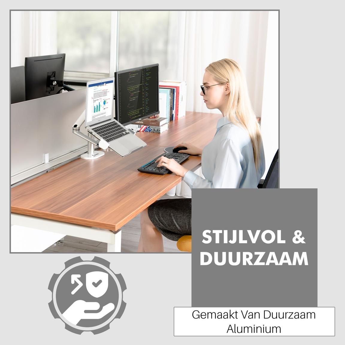 Levantu Star Zilver - Monitor arm Zilver voor 2 beeldschermen - Monitorbeugel