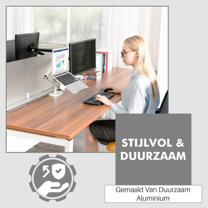 Levantu Star Zilver - Monitor arm Zilver voor 2 beeldschermen - Monitorbeugel