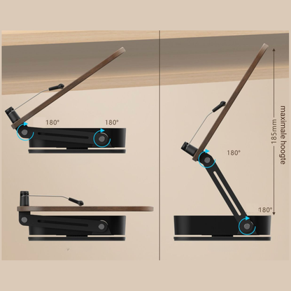 LEVANTU@ Boekenstandaard - Verstelbaar Laptop Standaard - Kookboekhouder - Tablet Standaard - Boekenhouder - Book holder – Bladzijdehouder - 360° Draaibaar