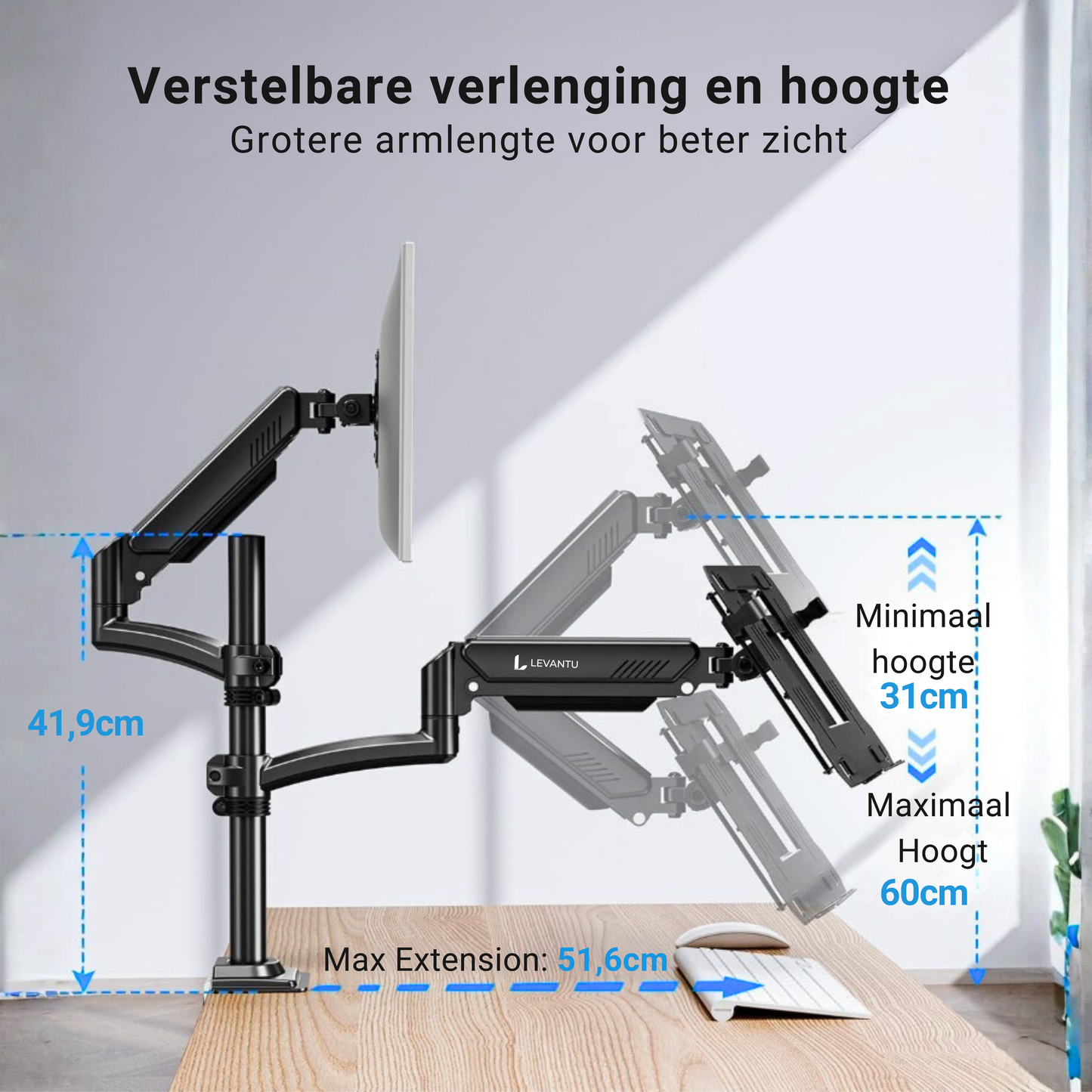 Levantu Star Black - Monitor arm Black for 2 screens - Monitor bracket