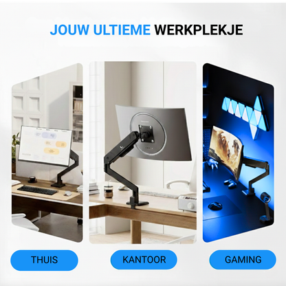 LEVANTU® Single Monitor Arm - Monitorbeugel met Gasveer - Ultrawide monitor arm - Monitor beugel tot 45 inch -16 kg- Monitor standaard - Mat Zwart