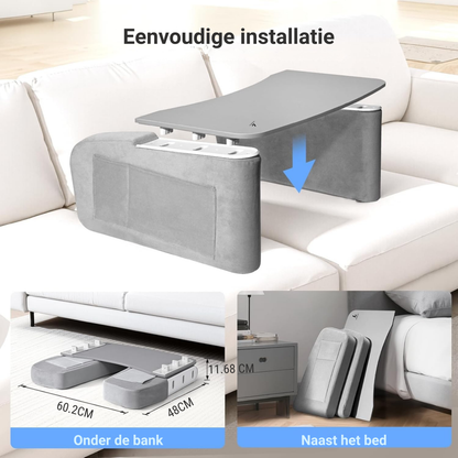 LEVANTU® Bedtafel - Laptoptafel - banktafel - Ontbijttafel - Laptopstandaard - Ergonomish- Grijs
