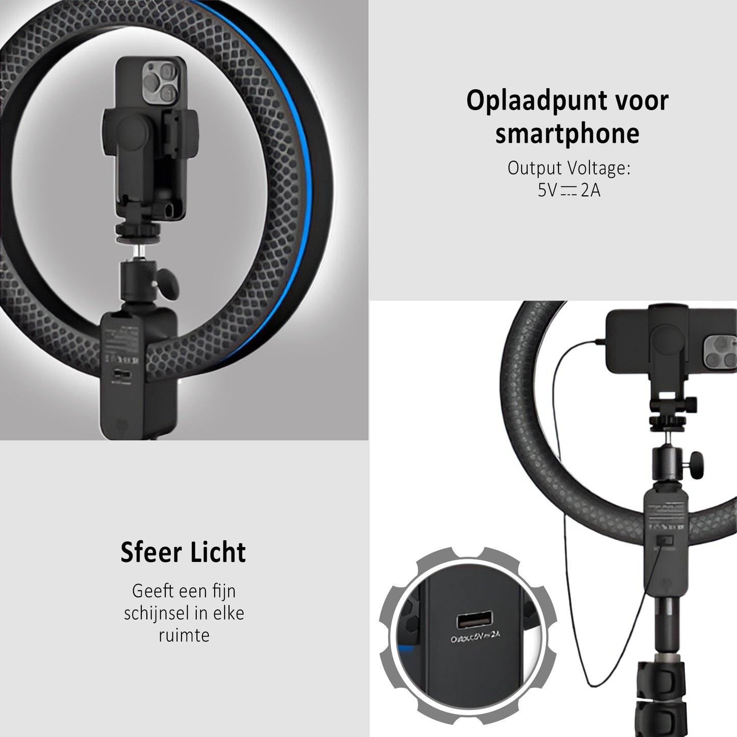 LEVANTU SKY Ringlamp met statief - Studiolamp