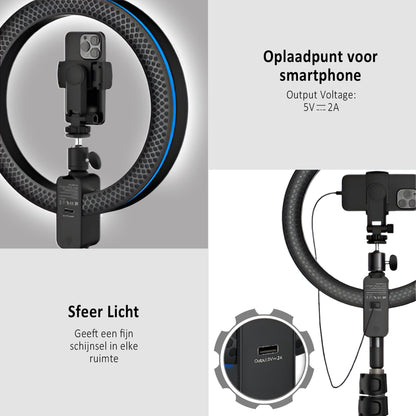 LEVANTU SKY Ringlamp met statief - Studiolamp