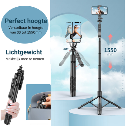 LEVANTU Telefoon Statief-Tripod Smartphone-Selfiestick-Telefoonhouder Standaard-Camera Statief-155 cm
