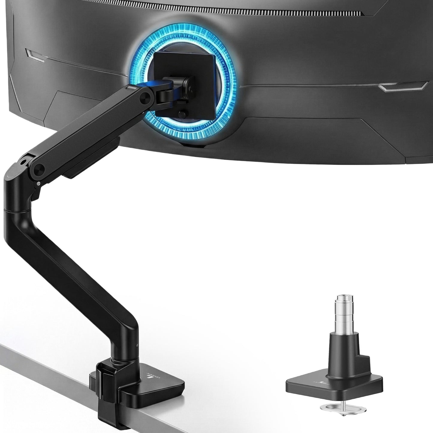 LEVANTU® Heavy Duty Monitor Arm voor - Monitorbeugel met Gasveer - Ultrawide monitor arm - Monitor beugel tot 49 inch -20 kg- Monitor standaard - Zwart Mat